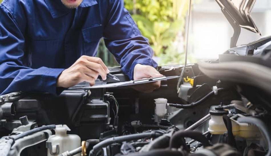 mechanic servicing van